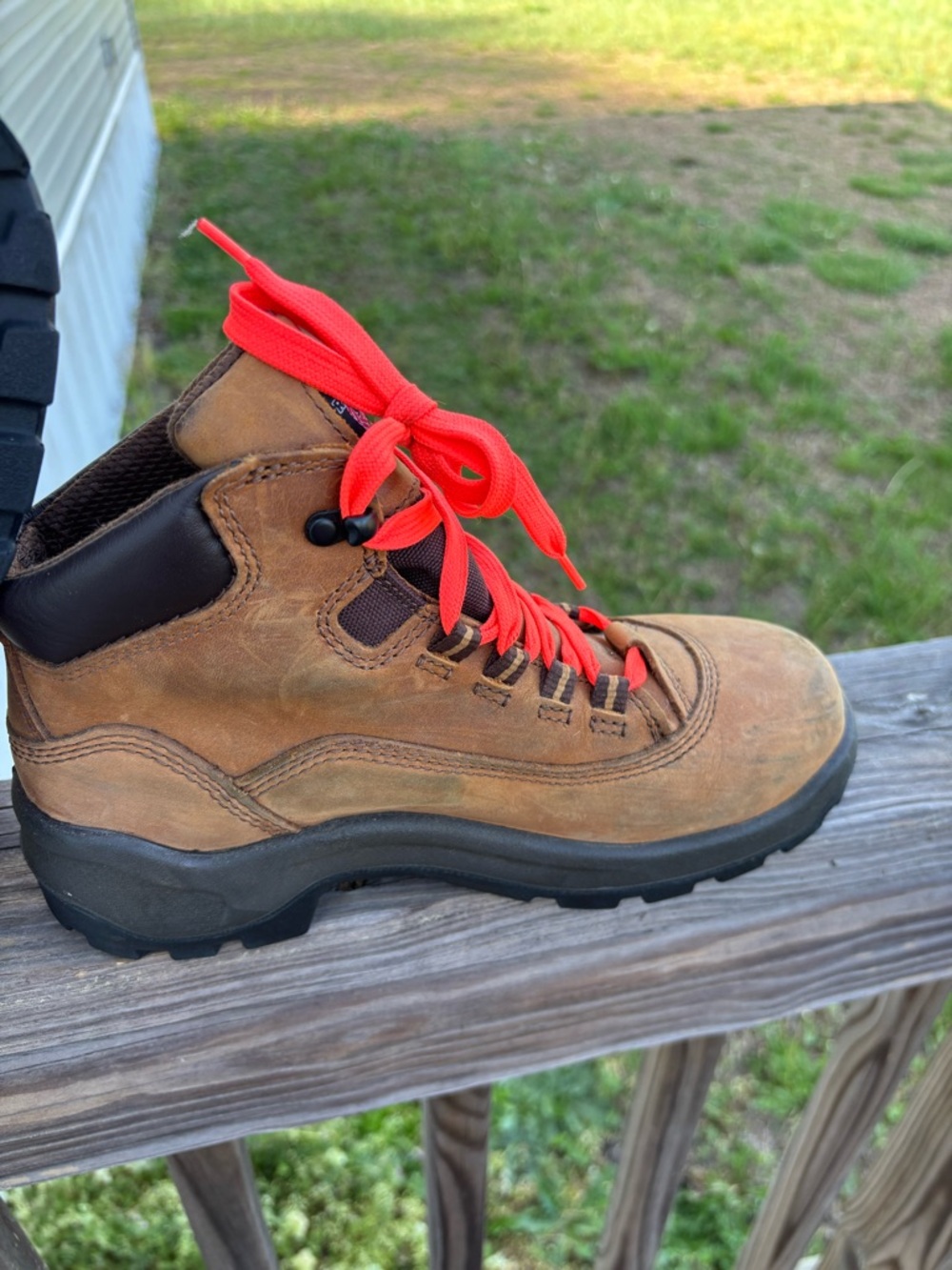 Red Wing Shoes Brown Boots with Orange-Red Logo Accent - Picture 2 of 15
